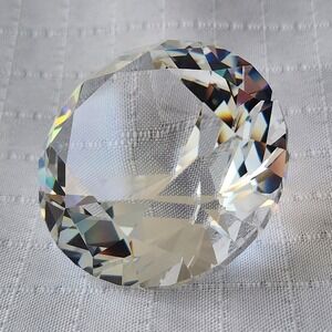 Authentic Swarovski Crysal Large Chaton Paperweight 3" Diamond Figure 7433 OOP